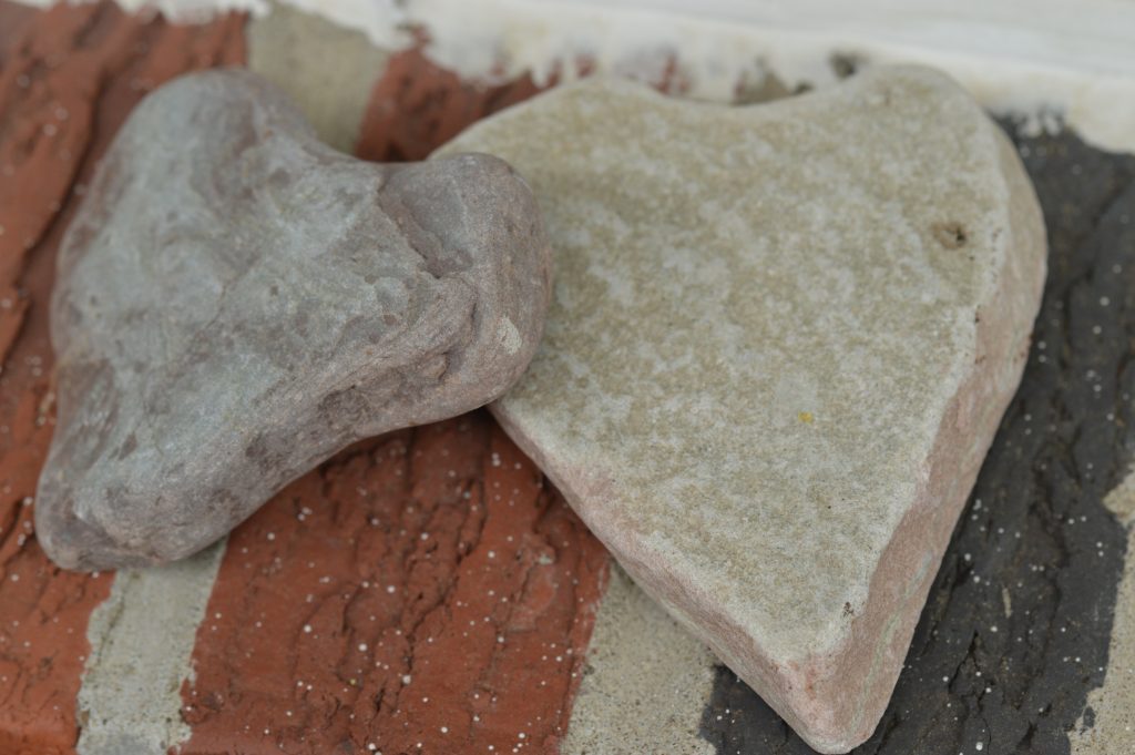 two heart shaped rocks